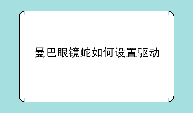 曼巴眼镜蛇如何设置驱动
