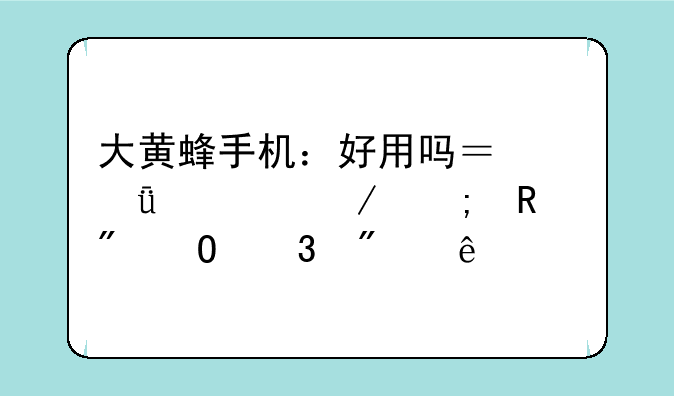 大黄蜂手机：好用吗？深度评测与用户体验分享