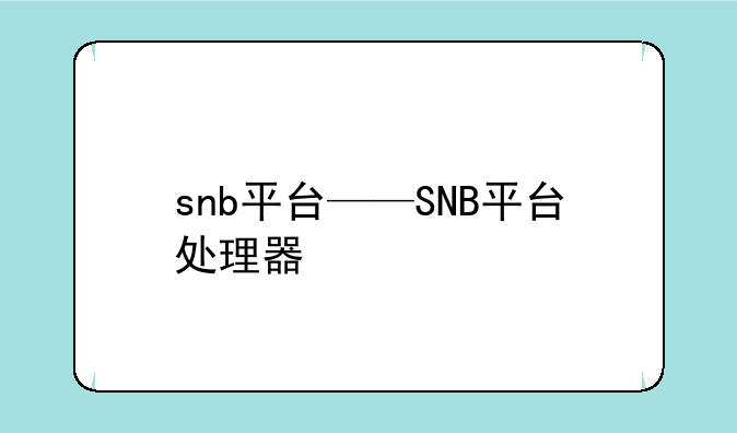 snb平台——SNB平台处理器