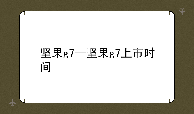 坚果g7—坚果g7上市时间