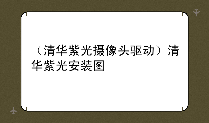 （清华紫光摄像头驱动）清华紫光安装图