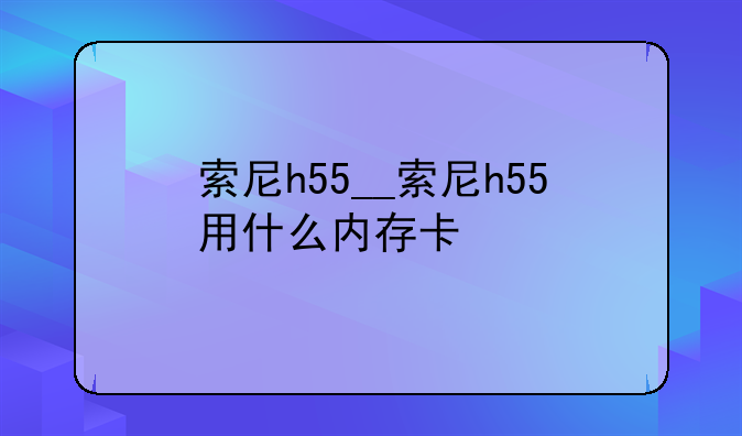 索尼h55__索尼h55用什么内存卡