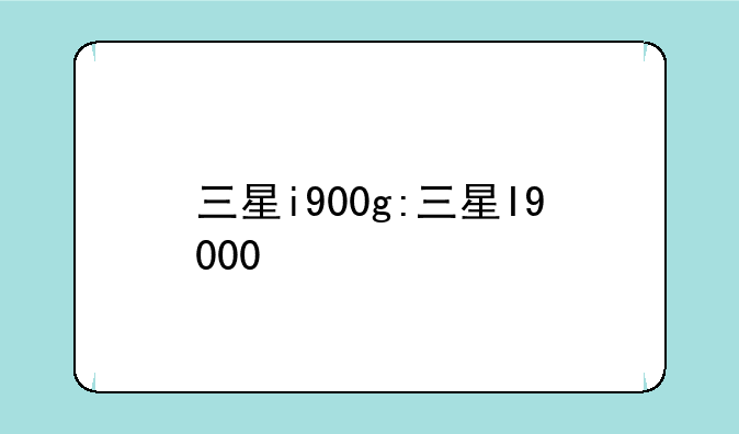 三星i900g:三星I9000