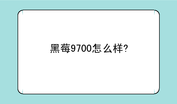 黑莓9700怎么样?