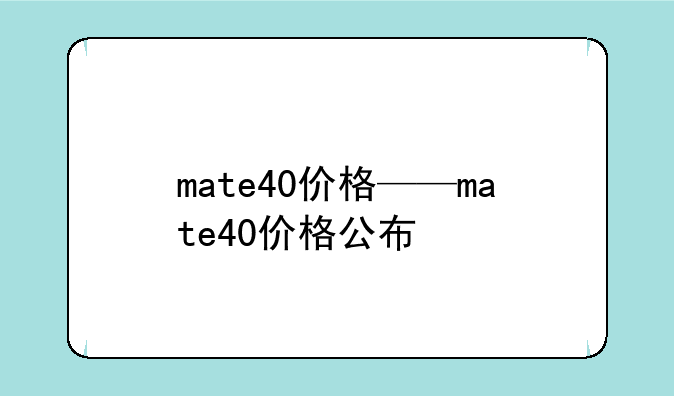 mate40价格——mate40价格公布